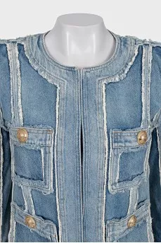 Denim jacket with raw seams