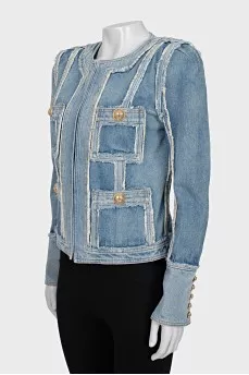 Denim jacket with raw seams