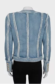Denim jacket with raw seams