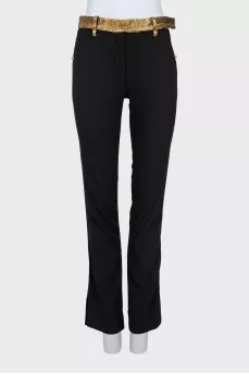 Wool trousers with golden belt