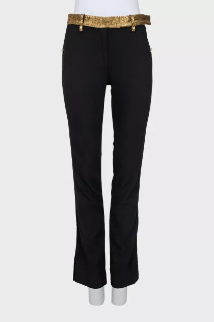 Wool trousers with golden belt