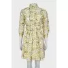 Sheer button dress with embroidery