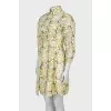 Sheer button dress with embroidery