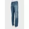 Men's distressed button down jeans