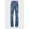 Men's distressed button down jeans