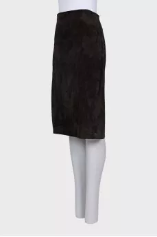 Straight leather skirt