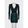 Green dress with animal print
