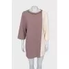 Two-tone dress with gold chain