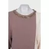 Two-tone dress with gold chain