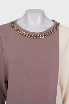 Two-tone dress with gold chain