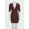 Brown v-neck dress