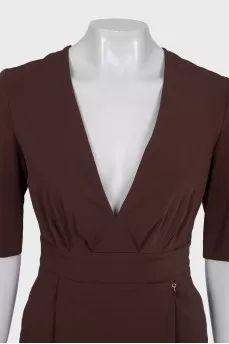 Brown v-neck dress