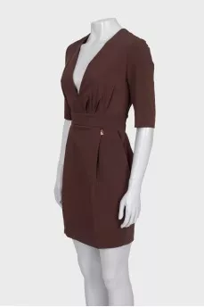 Brown v-neck dress