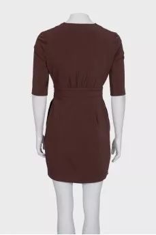 Brown v-neck dress