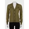 Wool cardigan with shaped buttons