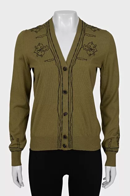 Wool cardigan with shaped buttons