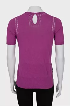 Purple T-shirt with perforations