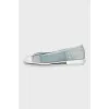 Light blue ballet flats with leather toe