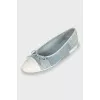 Light blue ballet flats with leather toe