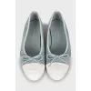 Light blue ballet flats with leather toe