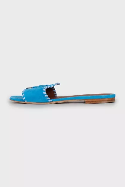 Blue suede slippers