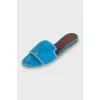 Blue suede slippers