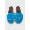 Blue suede slippers