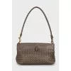 Brown leather woven bag