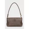 Brown leather woven bag