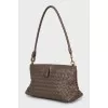 Brown leather woven bag