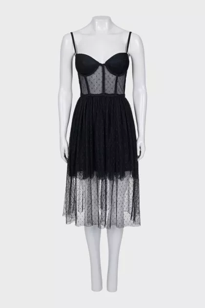 Mesh dress with corset top