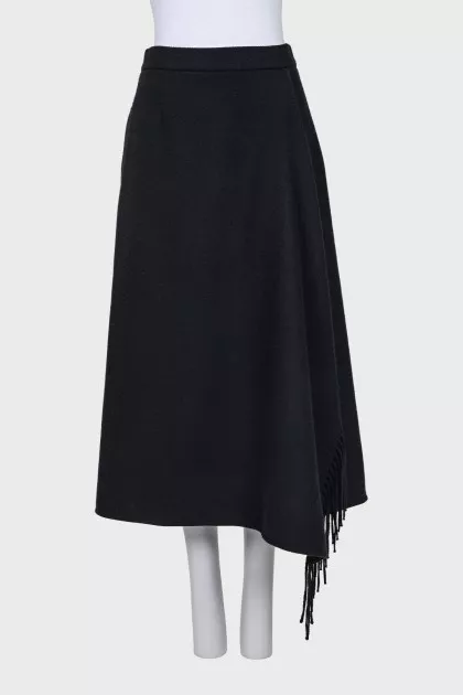 Wool skirt with fringe