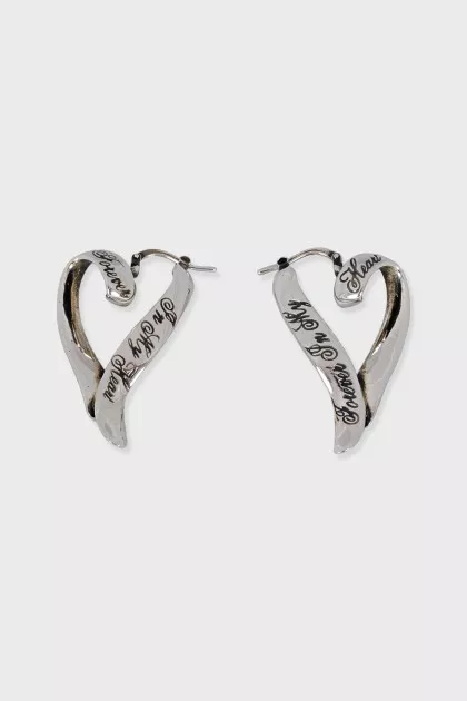 Silver Heart Shaped Earrings