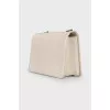 White leather bag with gold chain