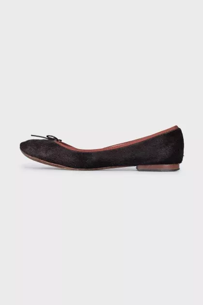 Pony skin ballet flats with bow