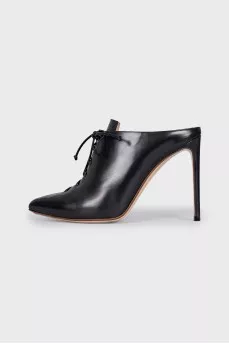 Leather lace-up mules