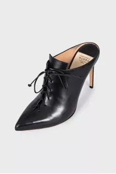 Leather lace-up mules