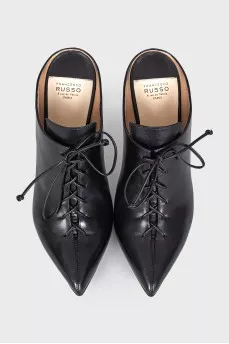 Leather lace-up mules