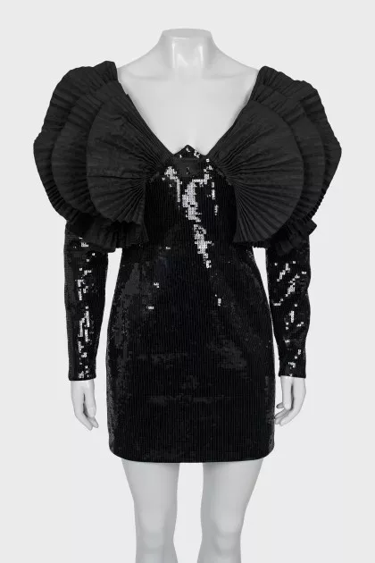 Dress with sequins and voluminous decor