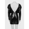 Dress with sequins and voluminous decor