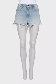 Blue distressed denim shorts
