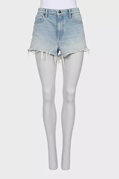 Blue distressed denim shorts