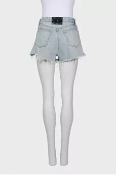 Blue distressed denim shorts