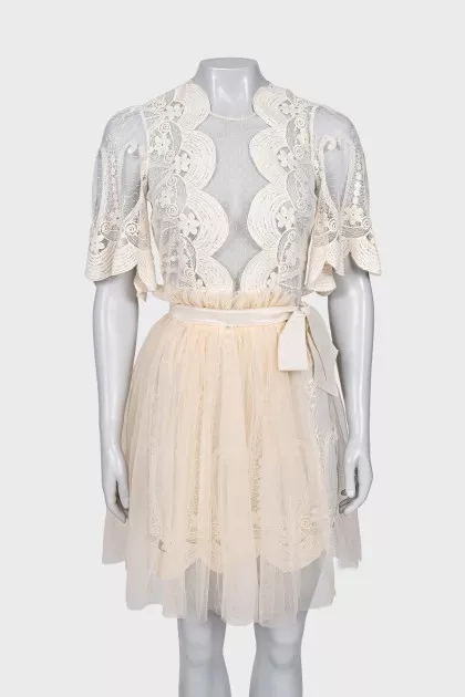 Fitted dress with a tutu skirt