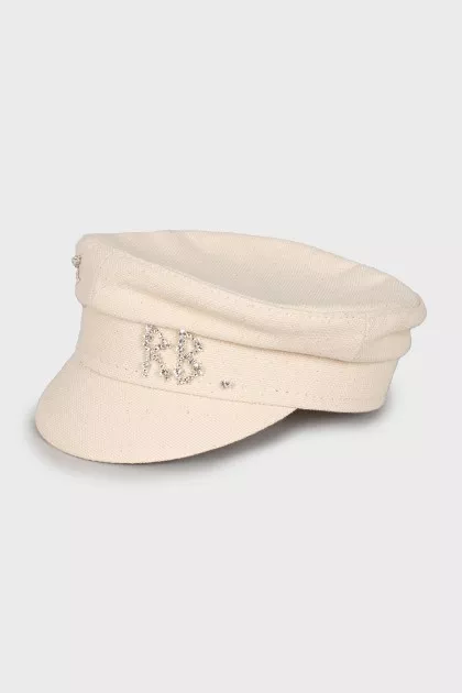 Beige cap with rhinestones
