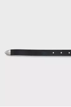 Black leather belt with metal element