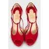 Suede open toe stiletto heels