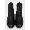 Men's leather boots with laces and zippers
