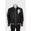 Men's Black Bomber Jacket with Embroidery