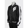 Men's Black Bomber Jacket with Embroidery
